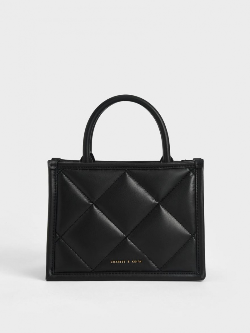 Charles & Keith Celia Vattert Tote Veske Svarte | HZGOU6298