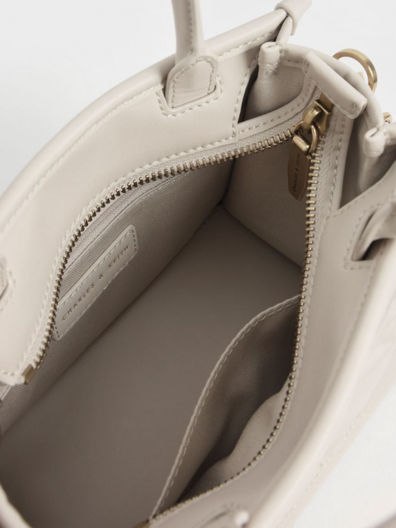 Charles & Keith Celia Vattert Tote Veske Hvite | TMZGU3056