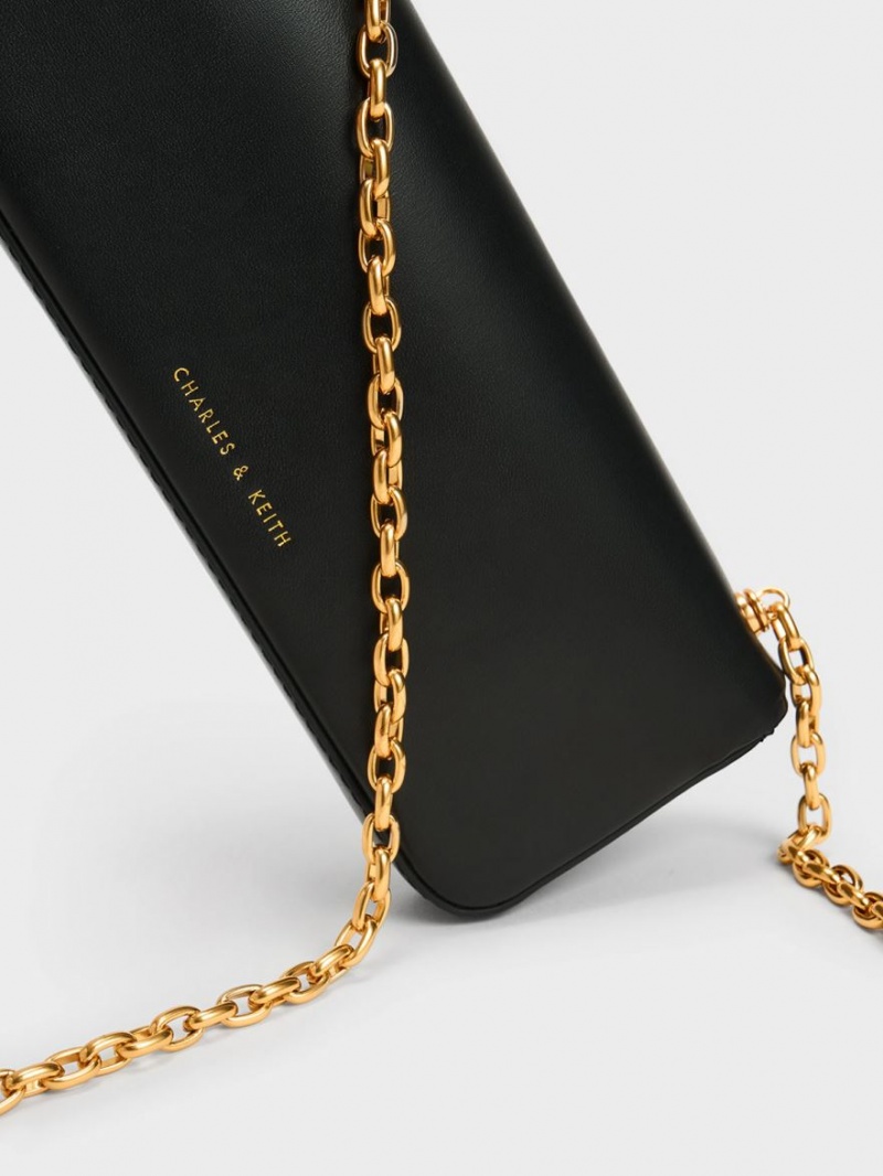 Charles & Keith Cesia Chain Reima Skulderveske Svarte | POECN0324