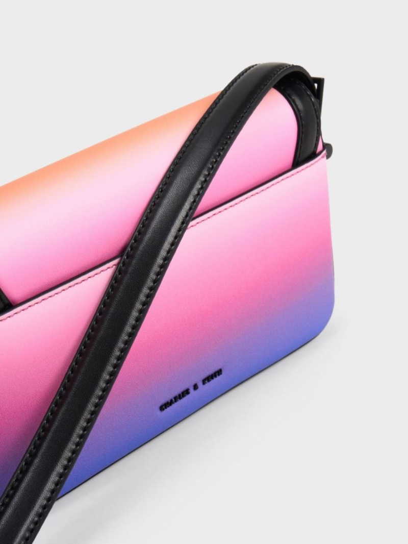 Charles & Keith Cesia Holographic Crossbody Veske Rosa | PNGXO6308