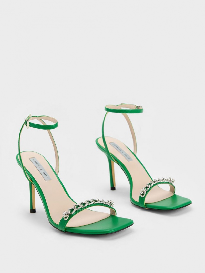 Charles & Keith Chain-Embellished Ankle Sandaler Med Reim Grønn | RSDGT5619