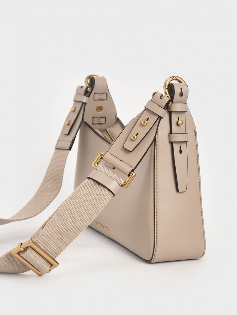 Charles & Keith Chain Handle Skulderveske Beige | VLBAQ9470