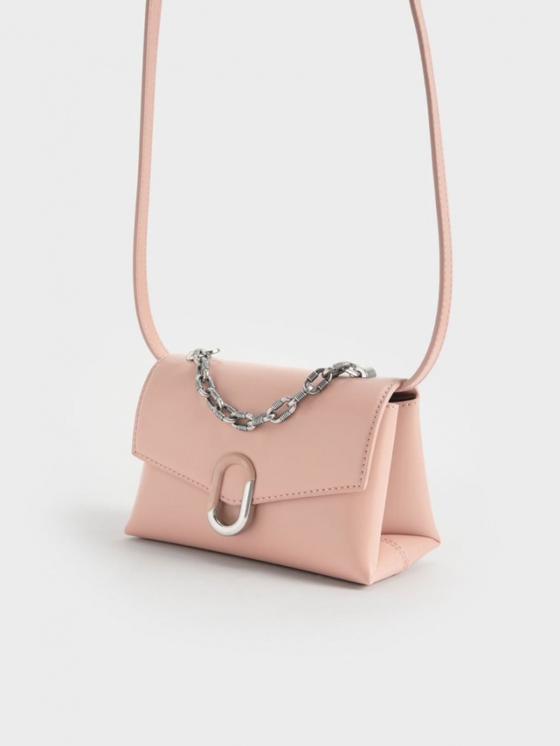 Charles & Keith Chain Reima Envelope Crossbody Veske Rosa | PTHBQ7654