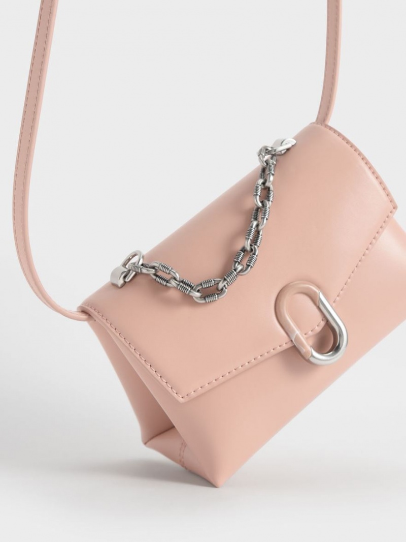 Charles & Keith Chain Reima Envelope Crossbody Veske Rosa | PTHBQ7654