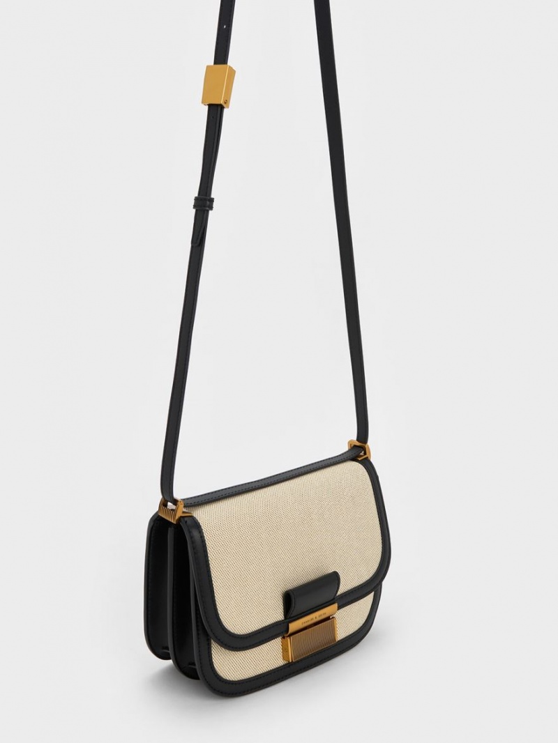 Charles & Keith Charlot Canvas Crossbody Veske Beige | ZLUWK5312