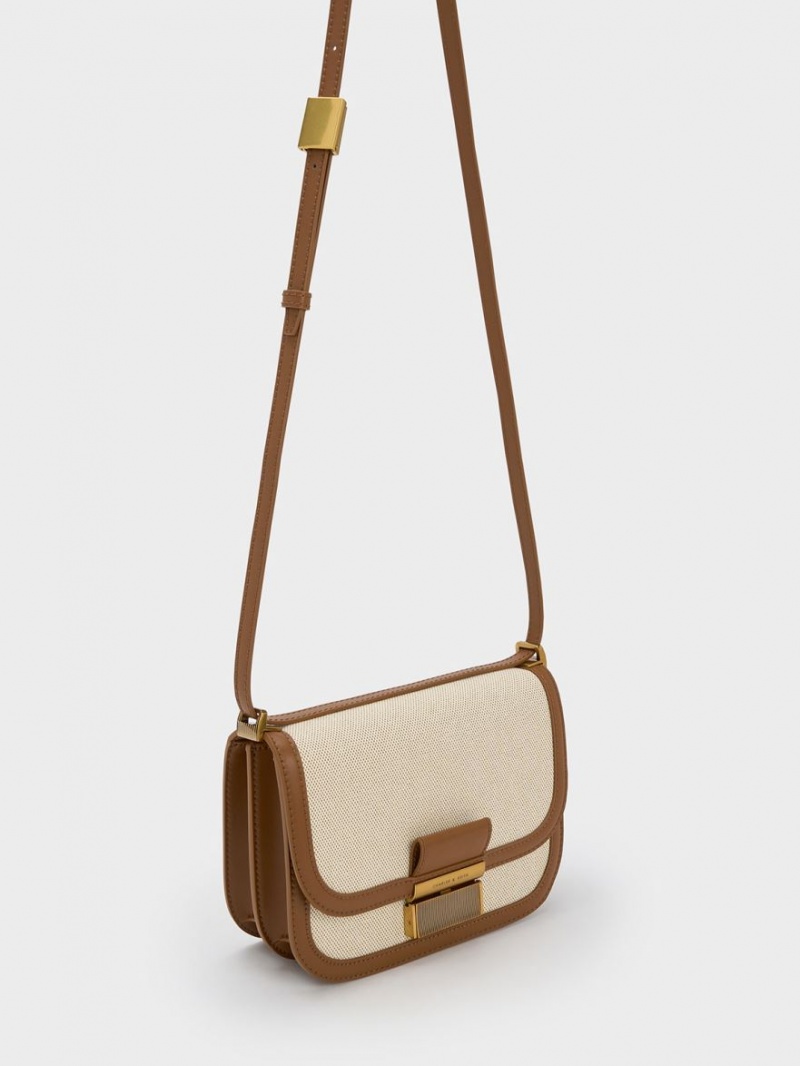 Charles & Keith Charlot Canvas Crossbody Veske Brune | LIQOD6932