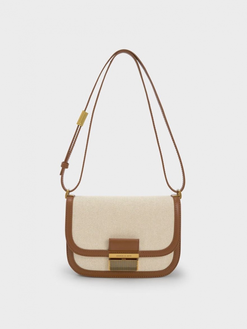 Charles & Keith Charlot Canvas Crossbody Veske Brune | LIQOD6932