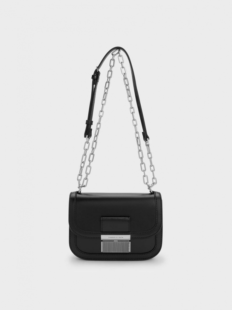 Charles & Keith Charlot Chain Reima Skulderveske Svarte | ZGXAB9370