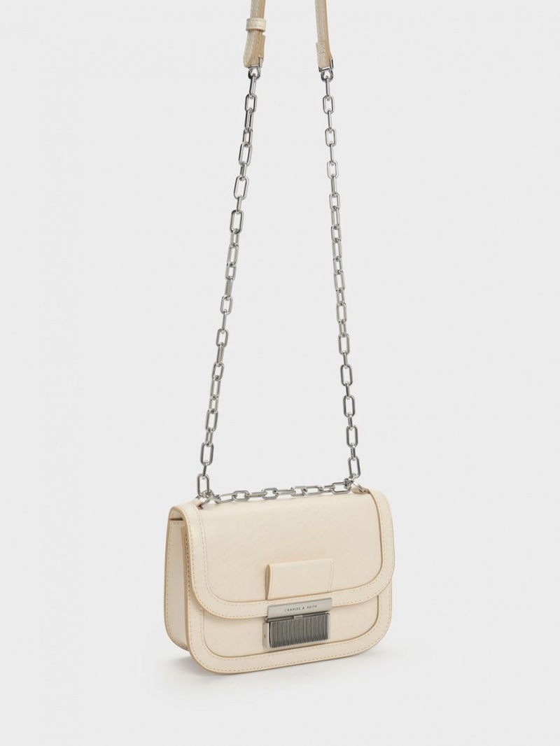 Charles & Keith Charlot Chain Reima Skulderveske Beige | CMBQD2769