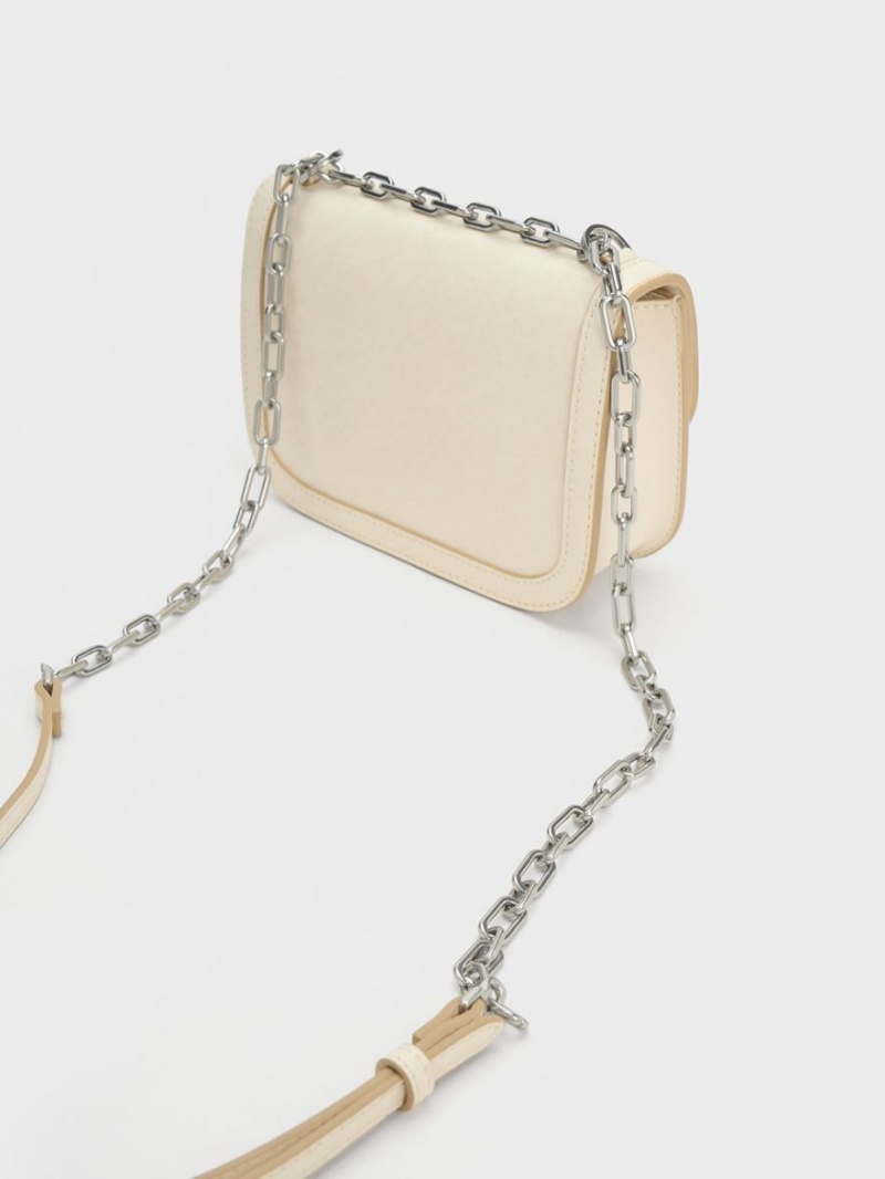 Charles & Keith Charlot Chain Reima Skulderveske Beige | CMBQD2769