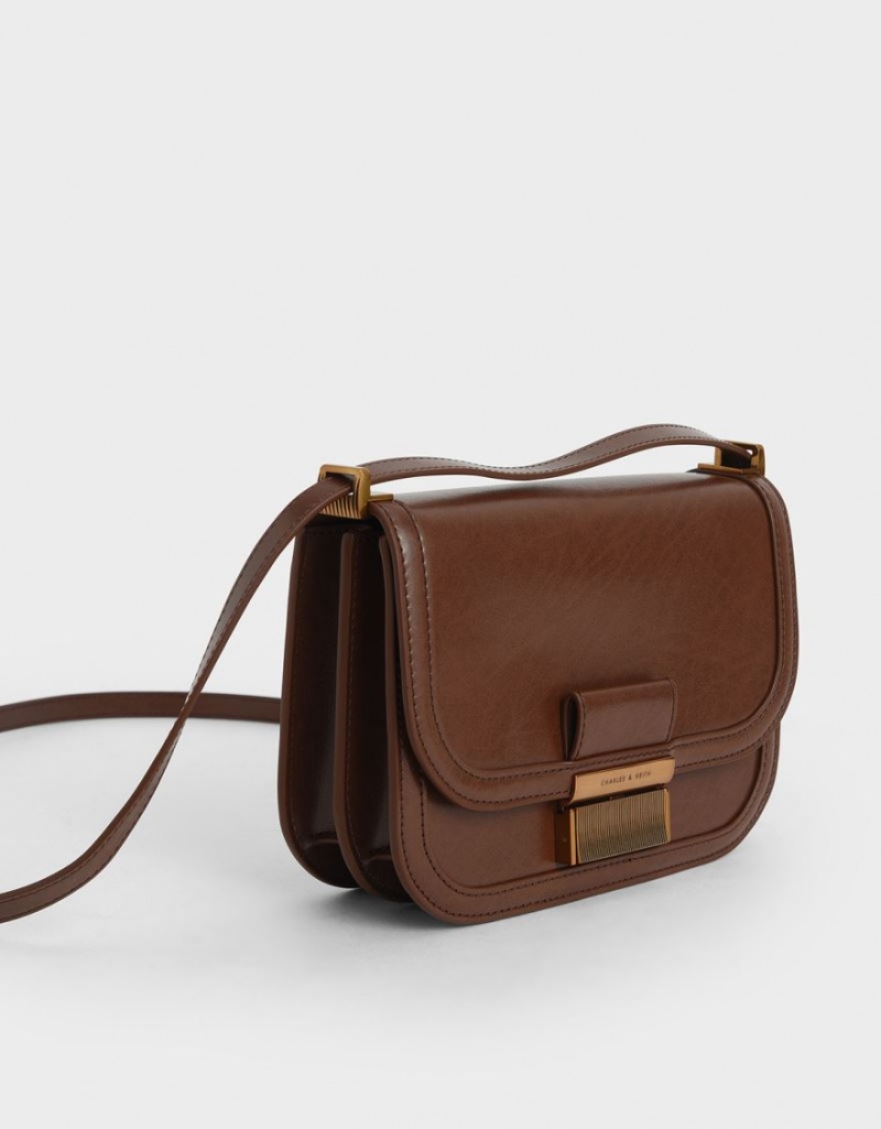 Charles & Keith Charlot Crossbody Veske Mørke Brune | XFTAE3129