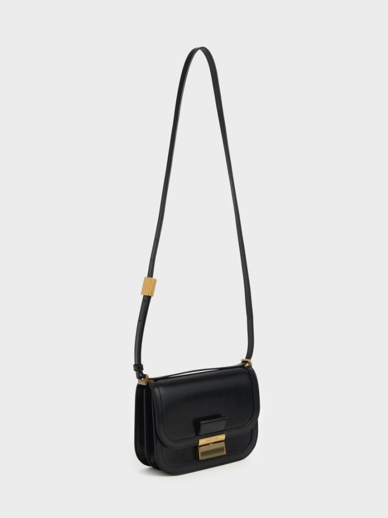 Charles & Keith Charlot Crossbody Veske Svarte | HQCWT4619