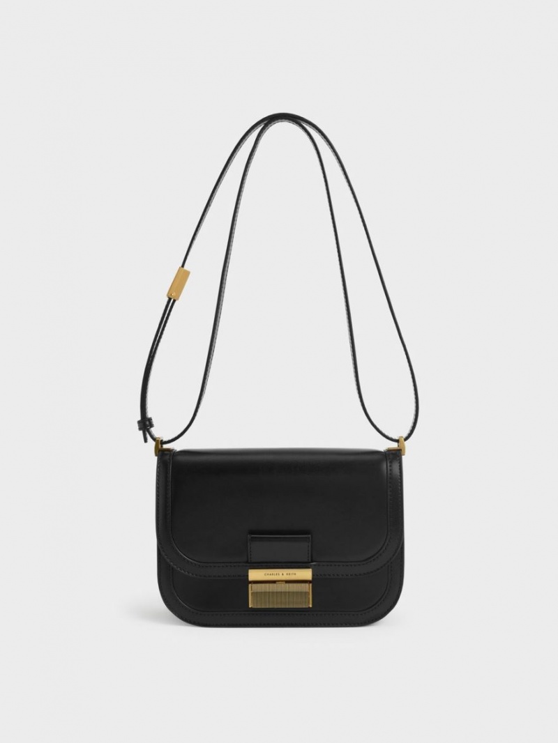 Charles & Keith Charlot Crossbody Veske Svarte | HQCWT4619