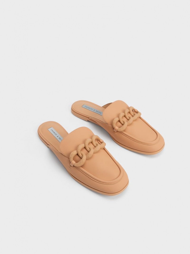 Charles & Keith Chunky Chain Loafer Flate Sko Brune | TMWSV8471