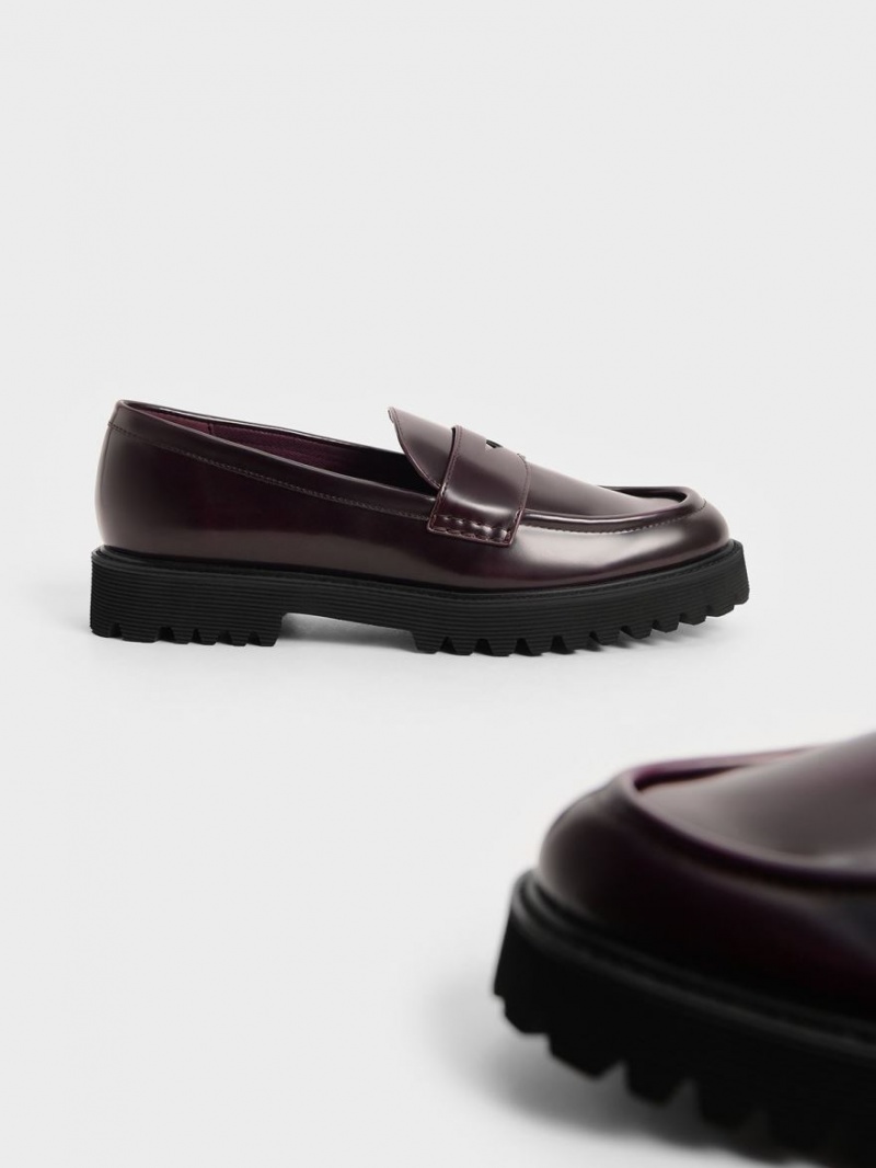 Charles & Keith Chunky Penny Loafers Burgunder | NUYPD7109