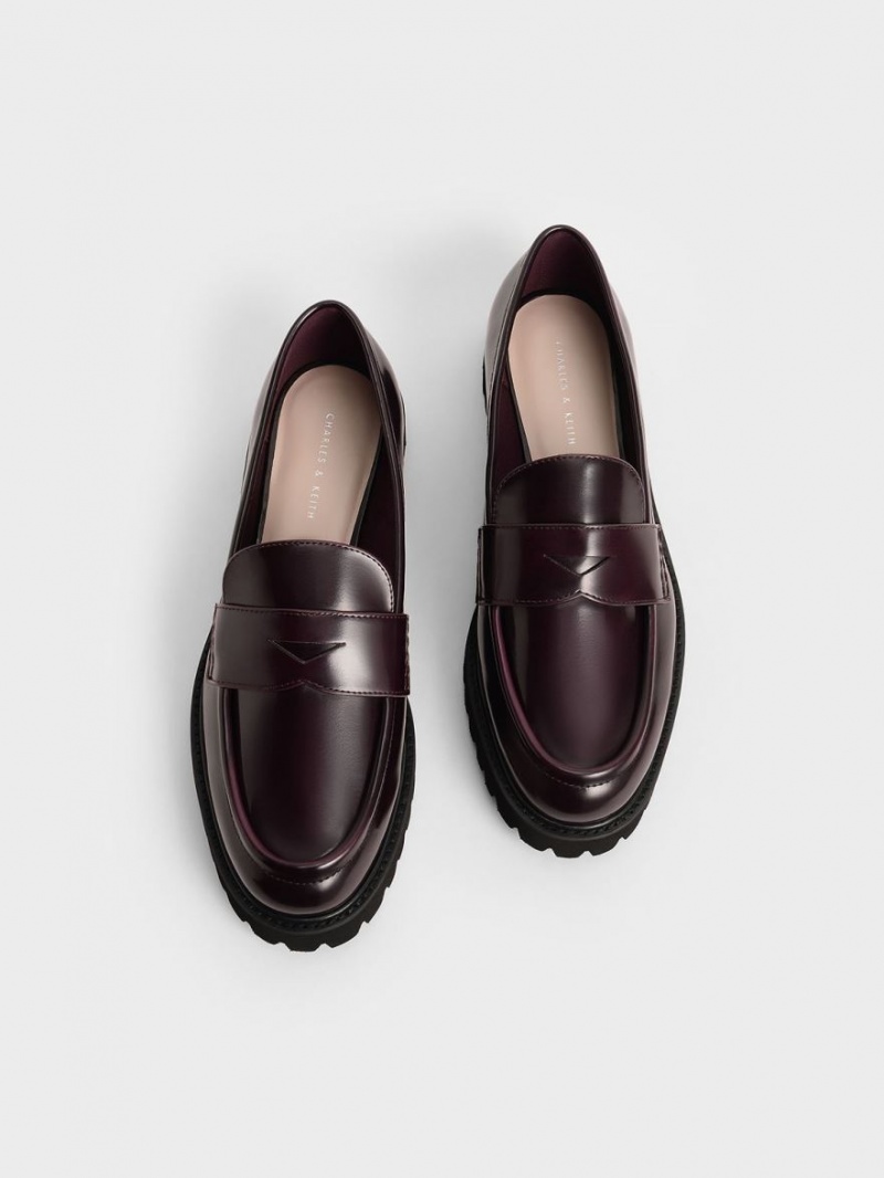 Charles & Keith Chunky Penny Loafers Burgunder | NUYPD7109