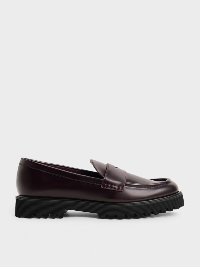 Charles & Keith Chunky Penny Loafers Burgunder | NUYPD7109