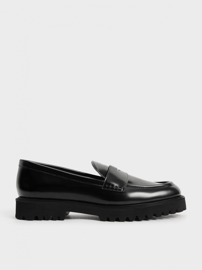 Charles & Keith Chunky Penny Loafers Svarte | SQIUE9478