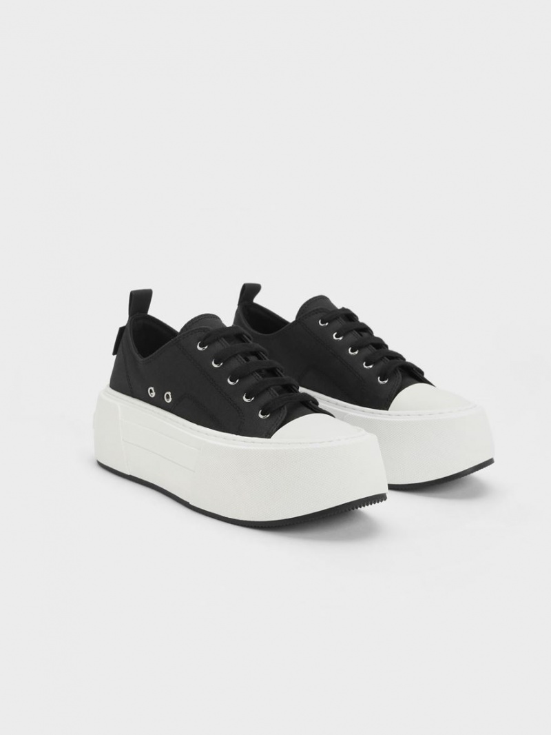 Charles & Keith Chunky Platform Sneakers Svarte | QPLGM0684