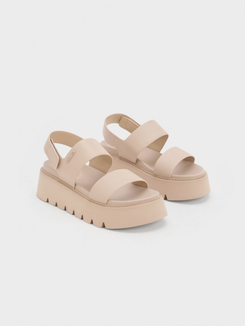 Charles & Keith Chunky Platåsandaler Beige | IMZTE6872