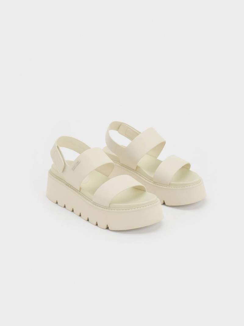 Charles & Keith Chunky Platåsandaler Pisket Krem | QKTWZ6534