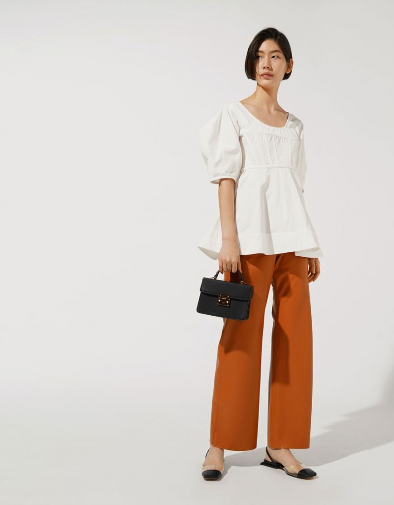 Charles & Keith Classic Push-Lock Top Håndveske Svarte | QKDMJ2710