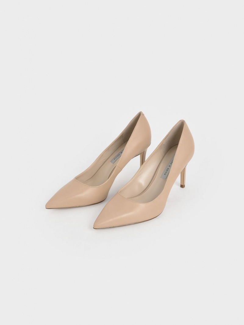 Charles & Keith Classic Stiletto Heel Pumps Beige | QWHBA0673