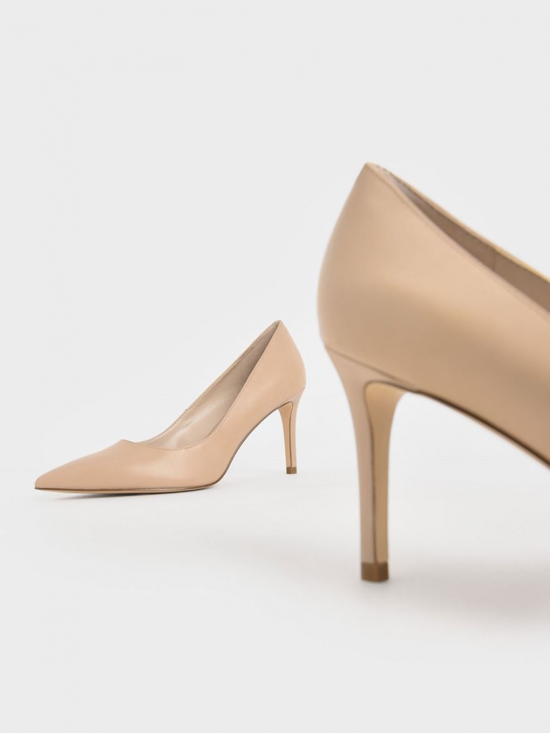 Charles & Keith Classic Stiletto Heel Pumps Beige | QWHBA0673