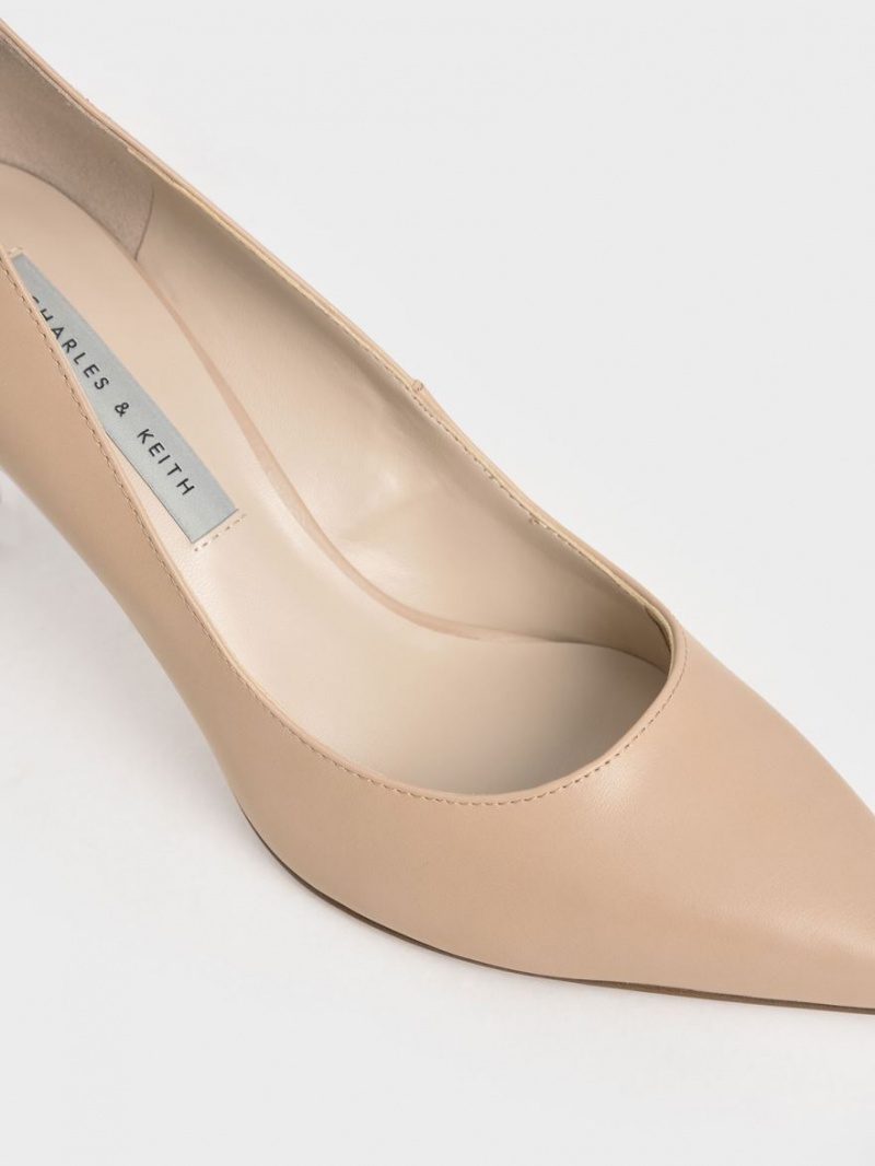 Charles & Keith Classic Stiletto Heel Pumps Beige | QWHBA0673