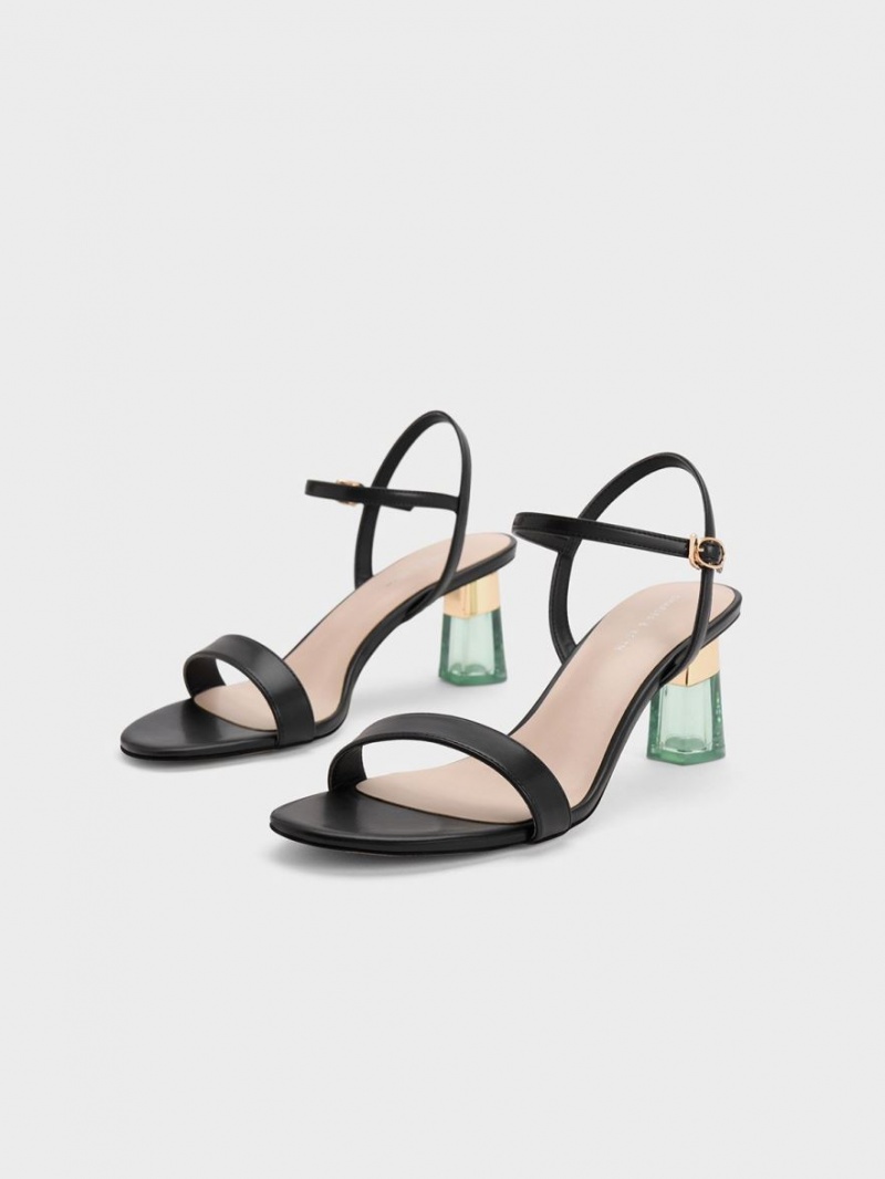 Charles & Keith Clear Trapeze Sandaler med Hæl Svarte | RXGWQ8250