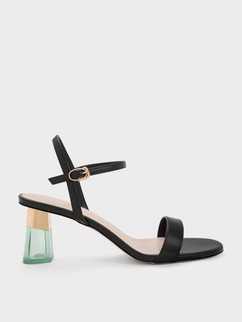 Charles & Keith Clear Trapeze Sandaler med Hæl Svarte | RXGWQ8250