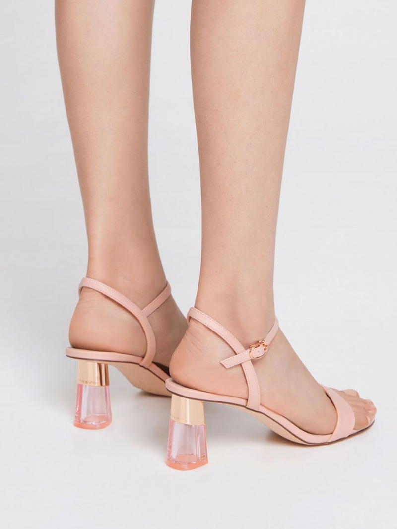 Charles & Keith Clear Trapeze Sandaler med Hæl Rosa | SYMIR3410