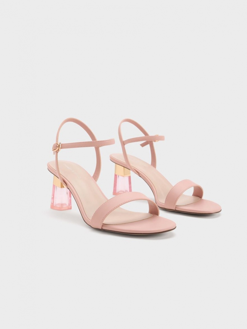 Charles & Keith Clear Trapeze Sandaler med Hæl Rosa | SYMIR3410