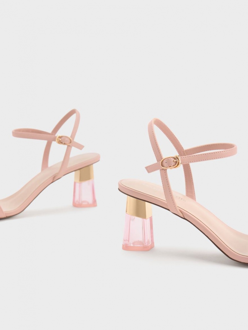 Charles & Keith Clear Trapeze Sandaler med Hæl Rosa | SYMIR3410