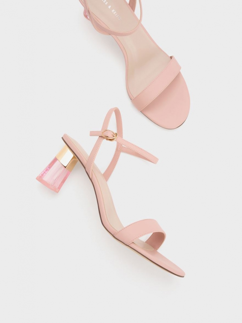 Charles & Keith Clear Trapeze Sandaler med Hæl Rosa | SYMIR3410