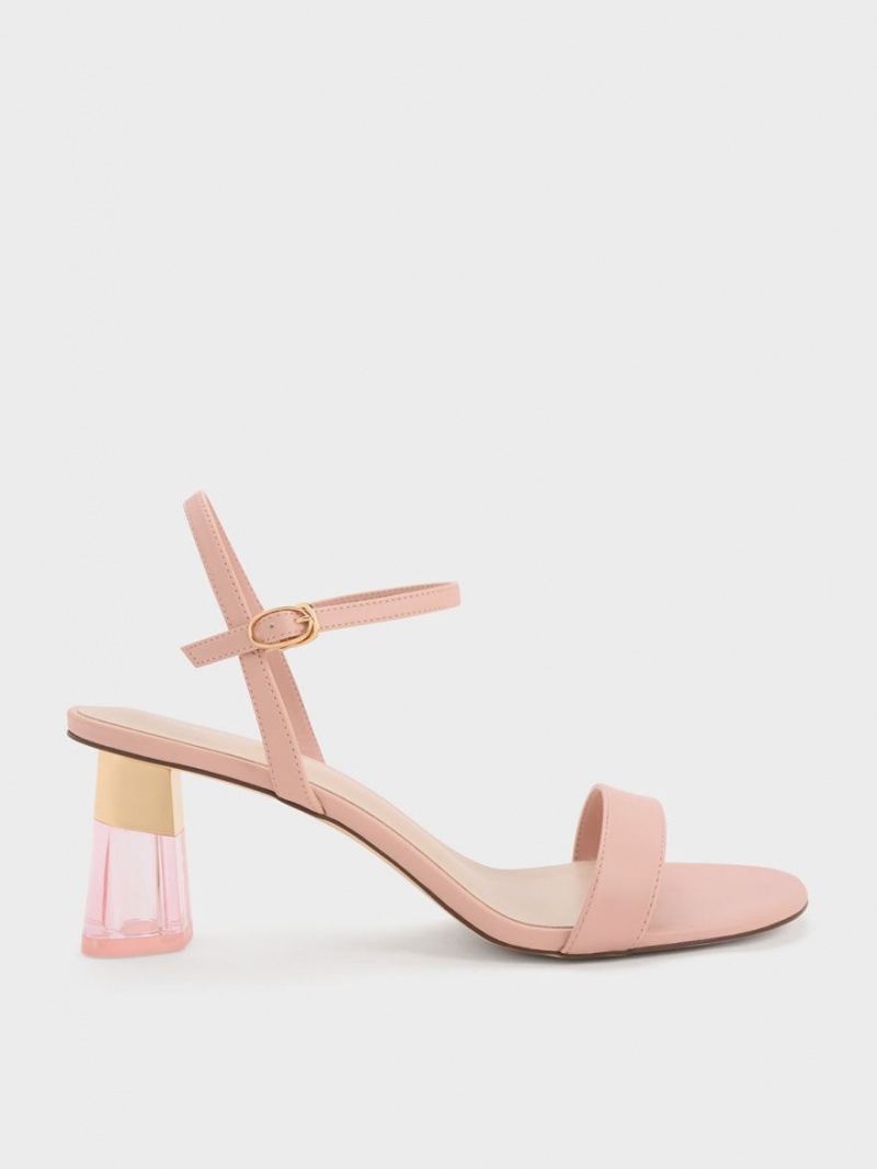 Charles & Keith Clear Trapeze Sandaler med Hæl Rosa | SYMIR3410