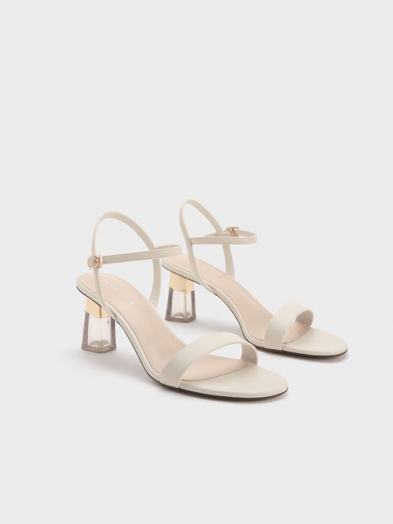 Charles & Keith Clear Trapeze Sandaler med Hæl Hvite | RCYEQ4712