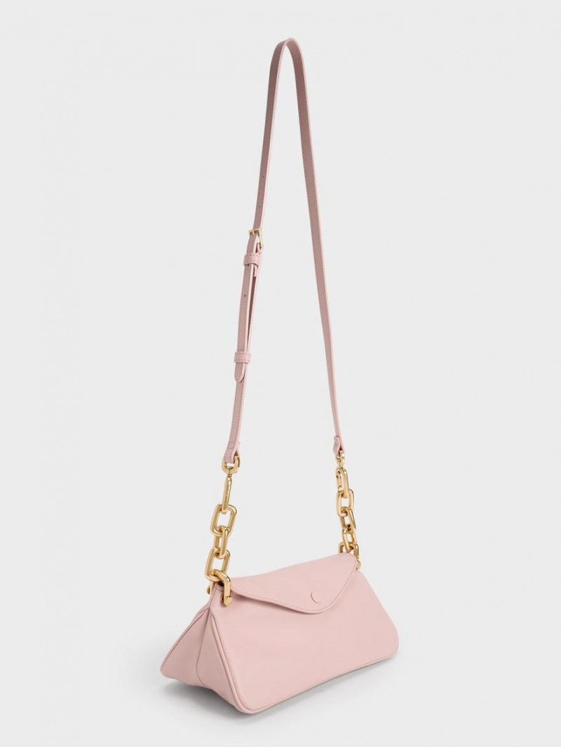 Charles & Keith Cleona Braided Handle Hobo Veske Lyse Rosa | RMYWK8041