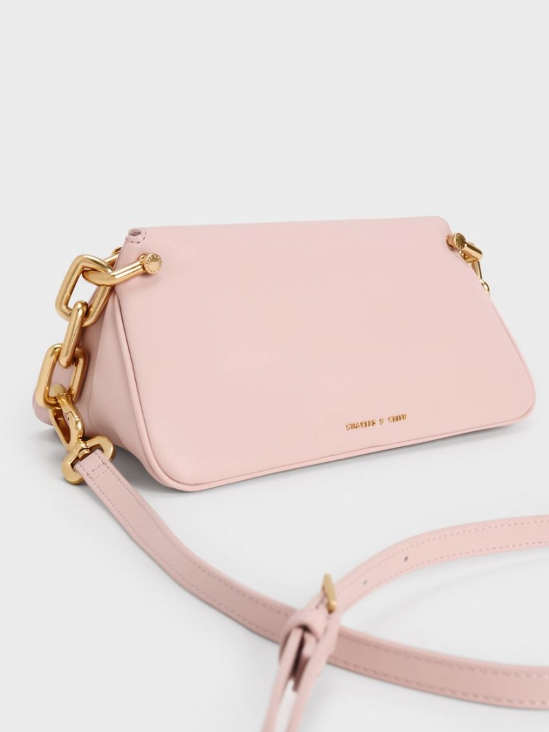 Charles & Keith Cleona Braided Handle Hobo Veske Lyse Rosa | RMYWK8041