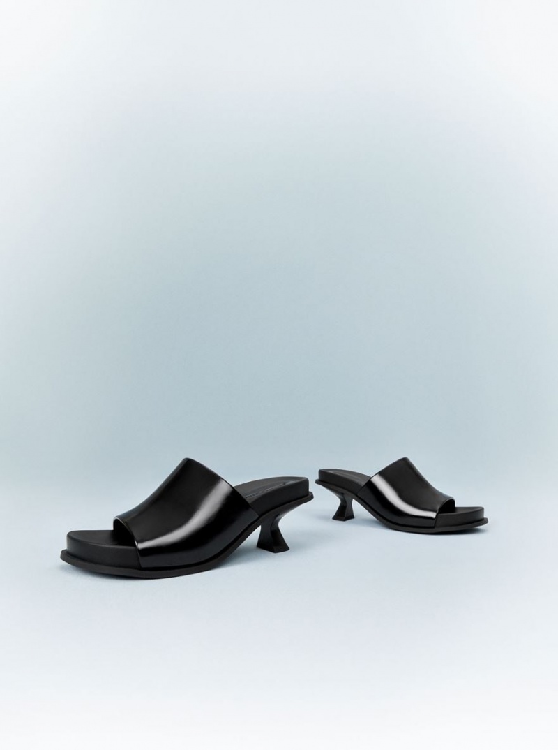 Charles & Keith Clio Slant Heel Mules Sko Svarte | OWKUV4208