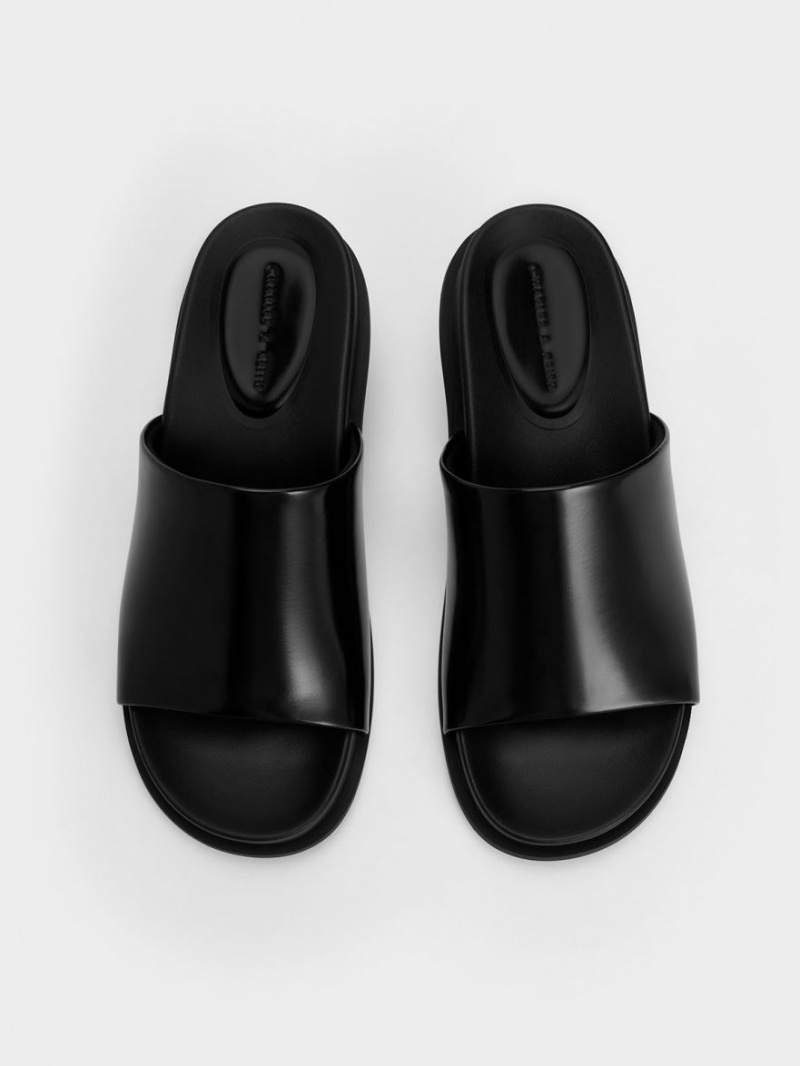 Charles & Keith Clio Slant Heel Mules Sko Svarte | OWKUV4208