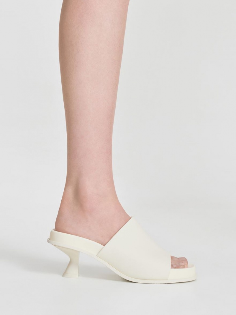 Charles & Keith Clio Slant Heel Mules Sko Hvite | DBNKP5816