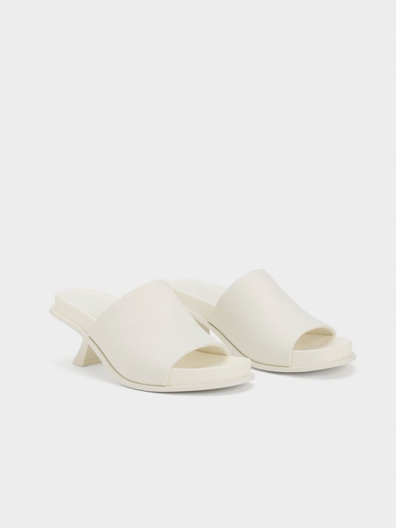 Charles & Keith Clio Slant Heel Mules Sko Hvite | DBNKP5816