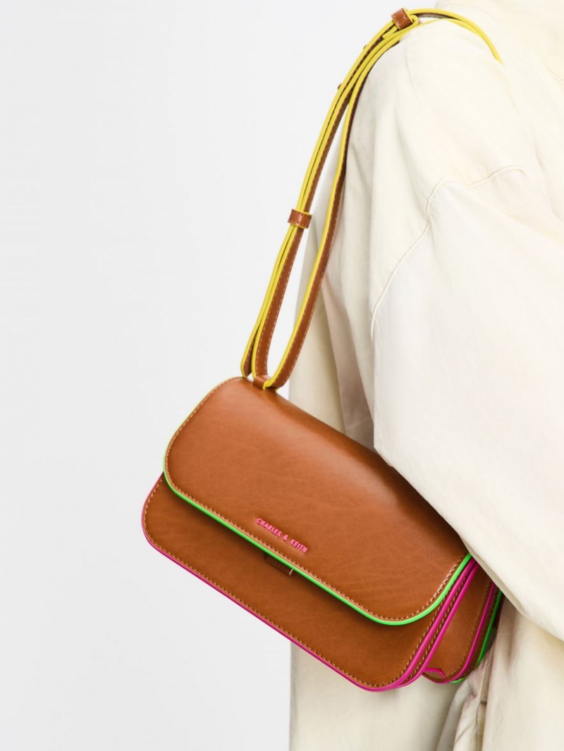 Charles & Keith Clove Crossbody Veske Brune | OLQMD2348