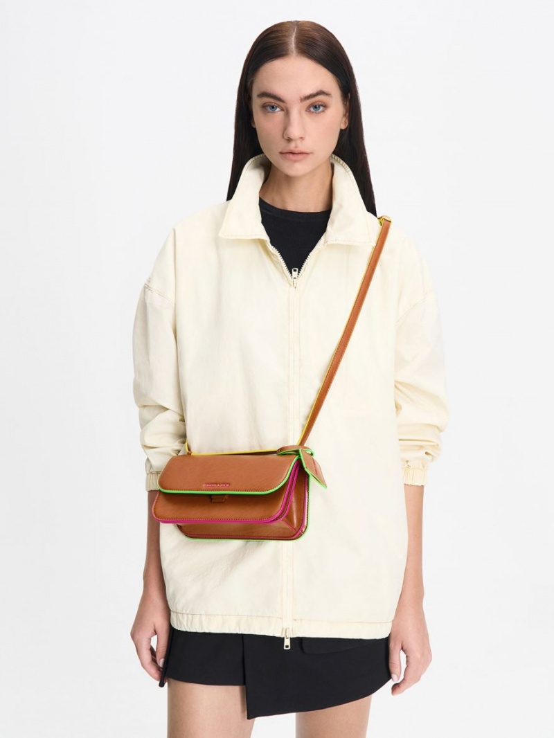 Charles & Keith Clove Crossbody Veske Brune | OLQMD2348