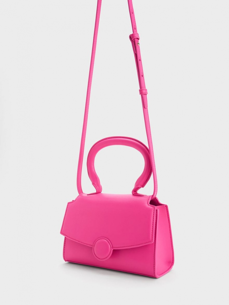 Charles & Keith Clover Curved Håndveske Fuchsia | QTDLM7230