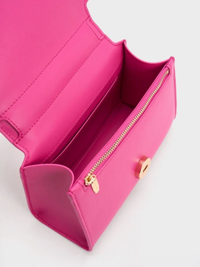 Charles & Keith Clover Curved Håndveske Fuchsia | QTDLM7230