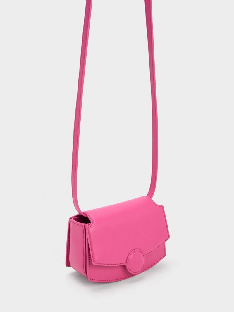 Charles & Keith Clover Curved Skulderveske Fuchsia | WGELJ2108