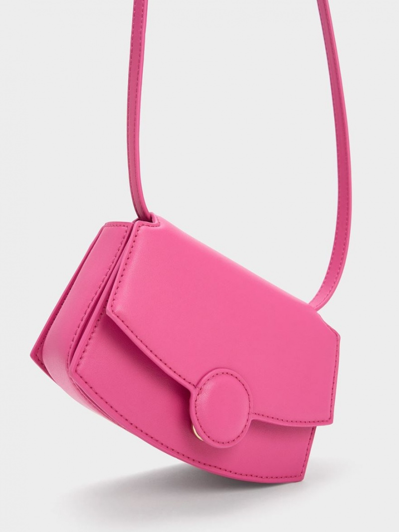 Charles & Keith Clover Curved Skulderveske Fuchsia | WGELJ2108