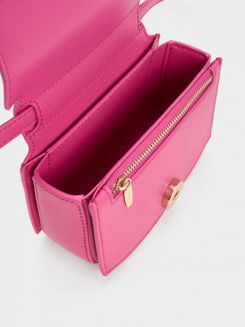 Charles & Keith Clover Curved Skulderveske Fuchsia | WGELJ2108